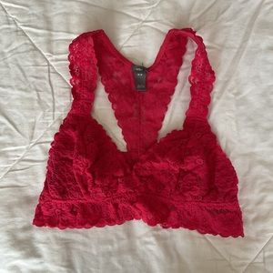 Aerie Hot Pink Floral Lace Racerback Bralette